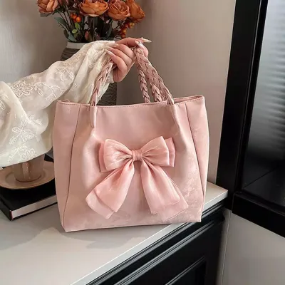 Classic Large Bow Tie PU Leather Fashion Tote Bag